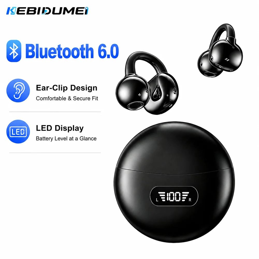 Open Ear Air Conduction Headphones - KEBIDUMEI Earphone Bluetooth 6.0 Headphone Klip