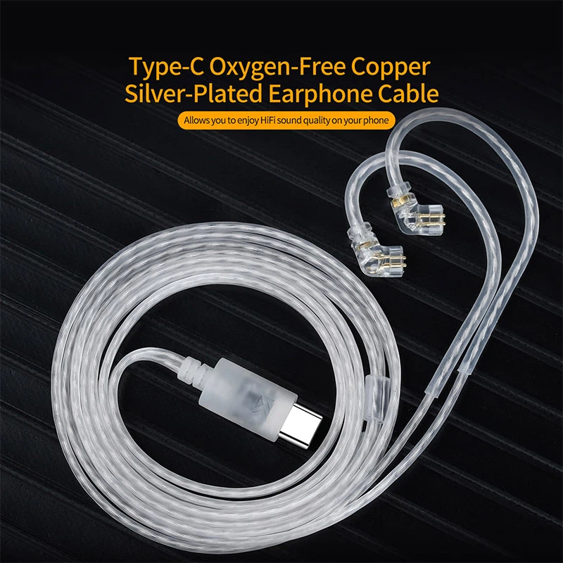 Type C Wired Earphones With Mic - Kabel Earphone KZ OFC Berlapis Perak,
