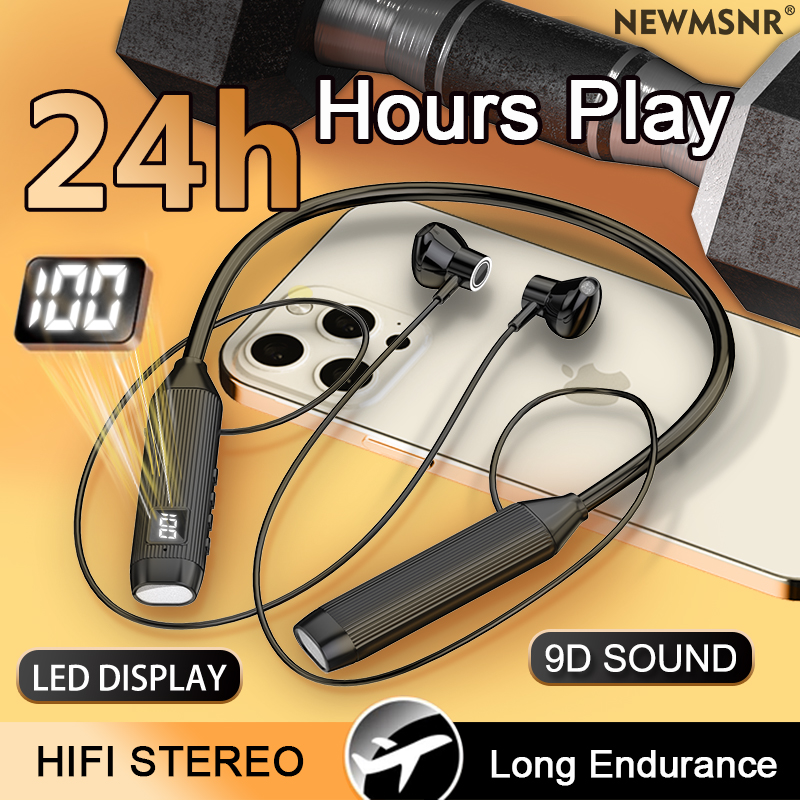 Magnetic Neckband Sports Earphones - TWS Tampilan LED Headphone Nirkabel Super