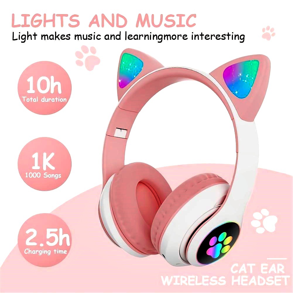 Anc Wireless Over Ear Headphones - STN-28 Earphone Bluetooth 5.0 Kuping Kucing