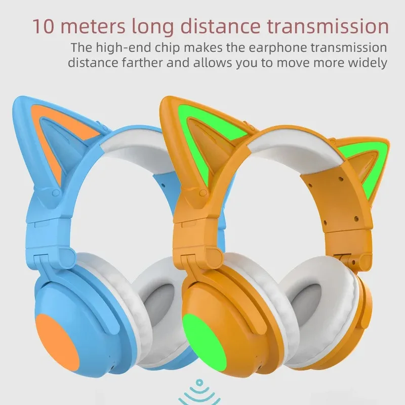 Cat Ear Bluetooth Headset Led - Headset Nirkabel Bluetooth5.0 ZW068 Baru dengan