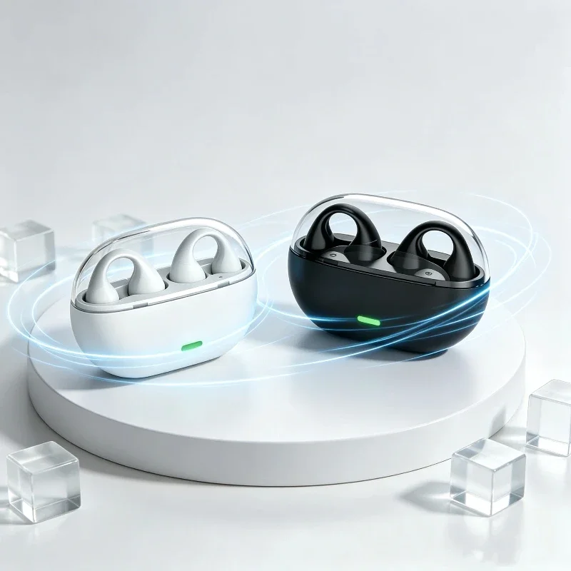 Open Ear Air Conduction Headphones - Headset Bluetooth 5.3 Nirkabel Konduksi Udara,