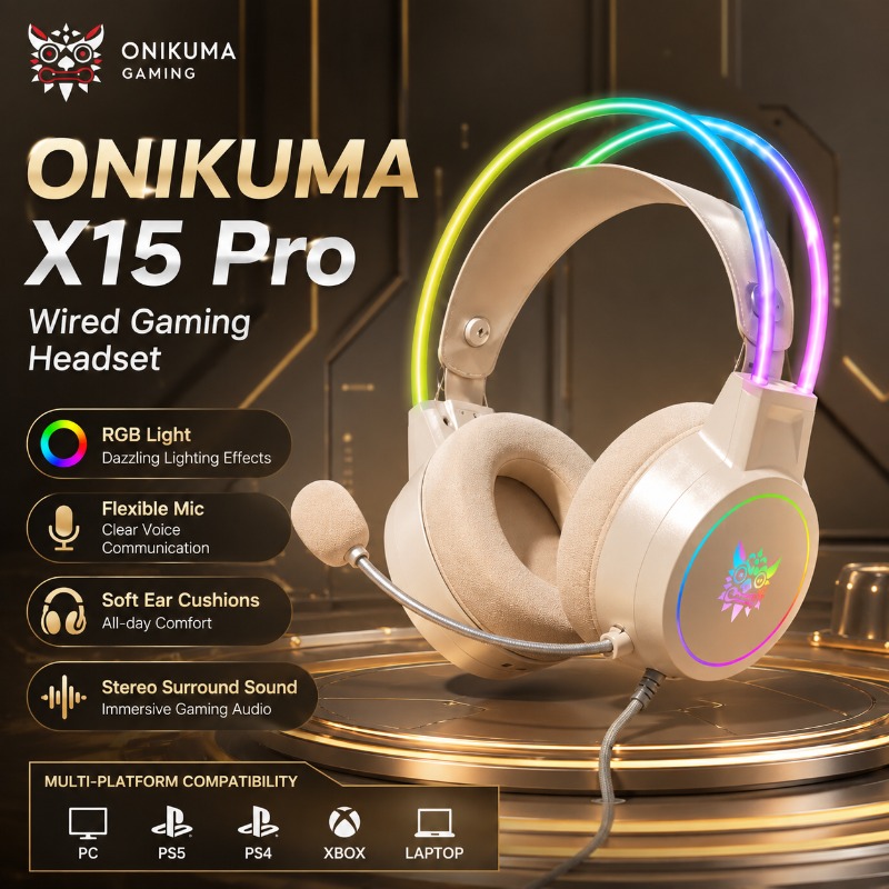 Gaming Headset With Mic Rgb - ONIKUMA X15 Pro Headset Gaming Berkabel
