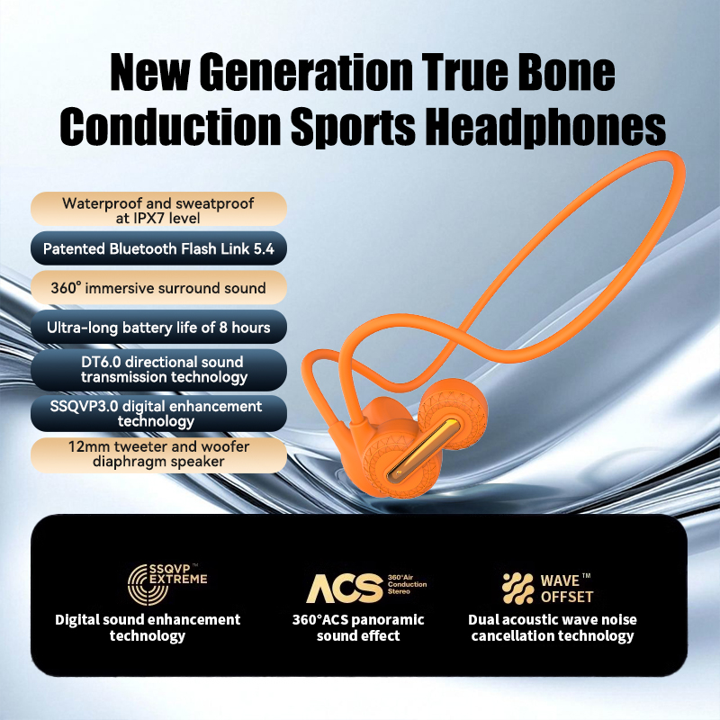 Bone Conduction Running Headphones - Earbud Olahraga Bluetooth Konduksi Tulang dengan