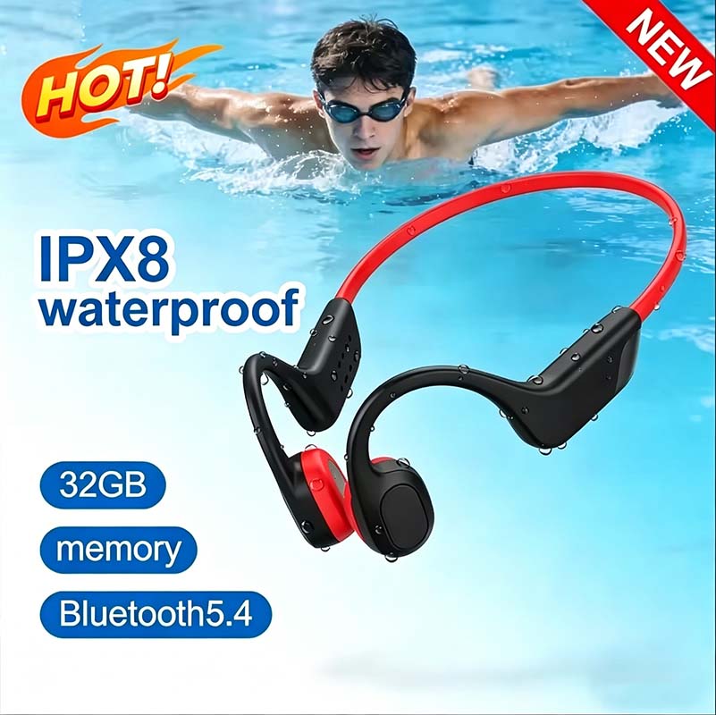 Bone Conduction Running Headphones - Earbud Bluetooth Konduksi Tulang 2026 Baru,