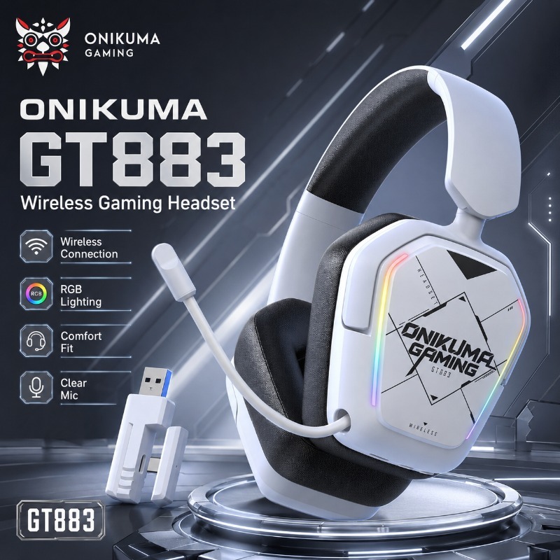 Gaming Headset With Mic Rgb - ONIKUMA GT883 Headset Gaming Nirkabel Bluetooth