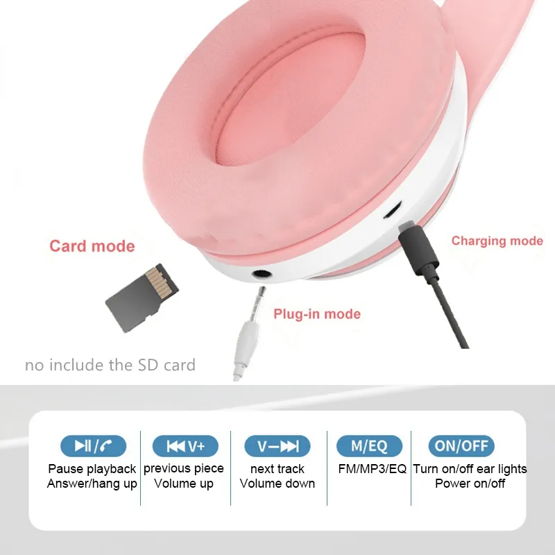 Headset Nirkabel STN-28 Terbar - Cat Ear Bluetooth Headset Led ulasan dan harga