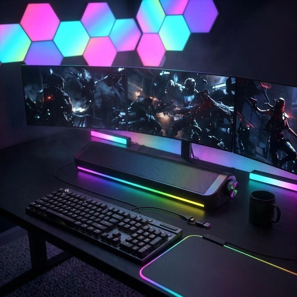 Speaker Komputer Bluetooth Ber - Rgb Computer Soundbar For Pc ulasan dan harga