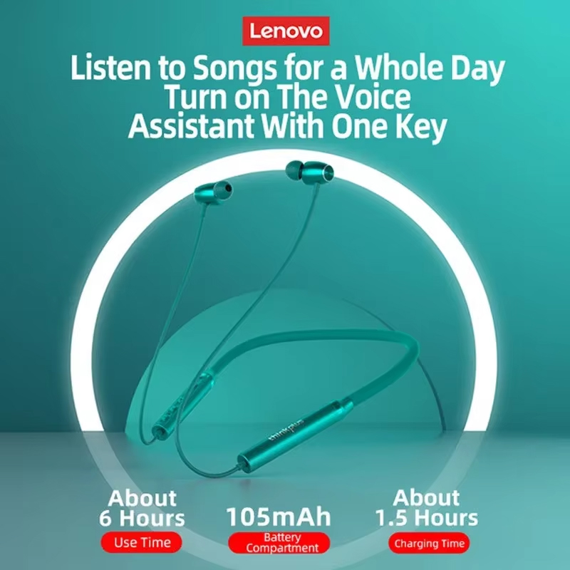 Earphone Bluetooth Lenovo HE05 - Magnetic Neckband Sports Earphones ulasan dan harga