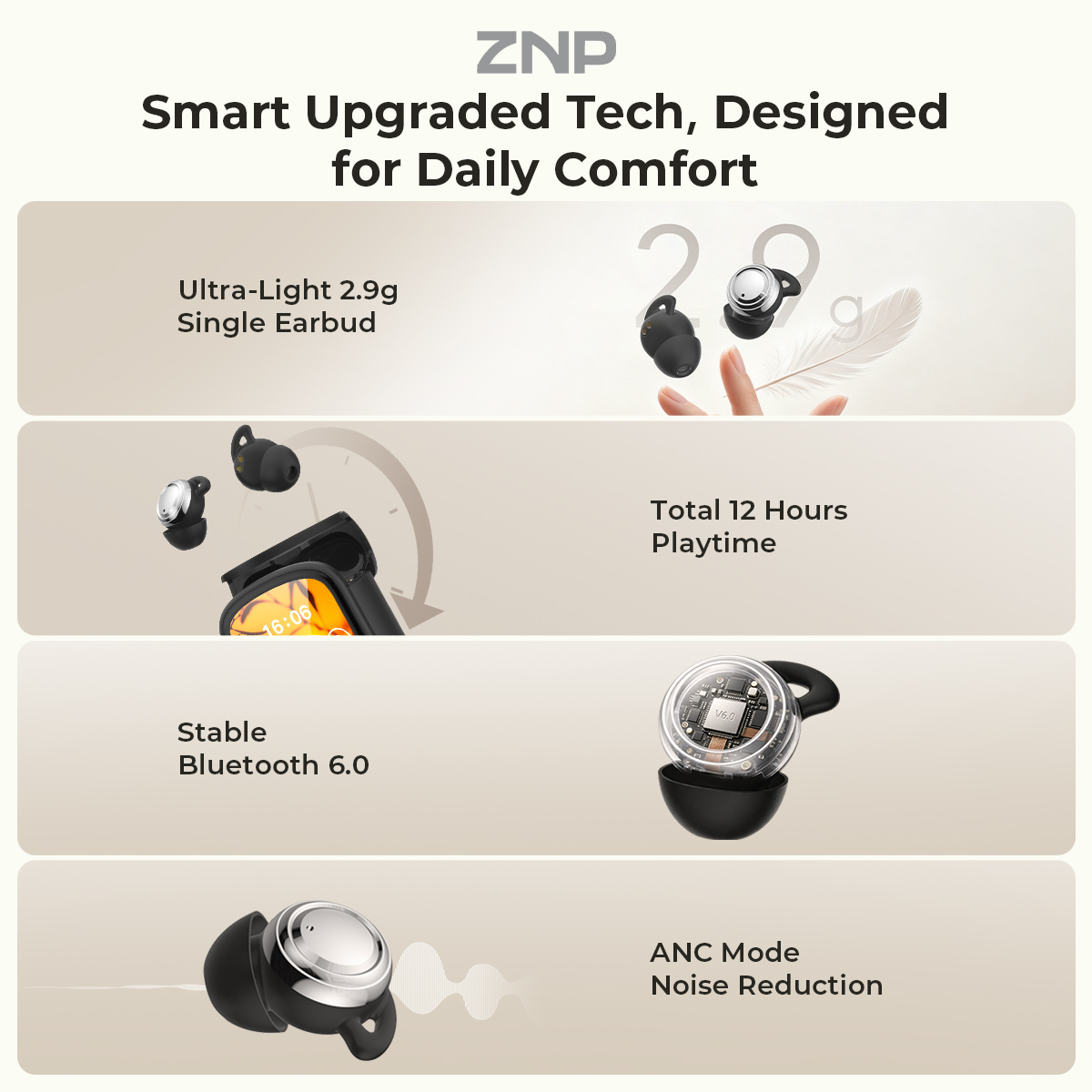 ZNP P04 Earbud Penenang Tidur  - Sleep Mask Headphones Bluetooth ulasan dan harga