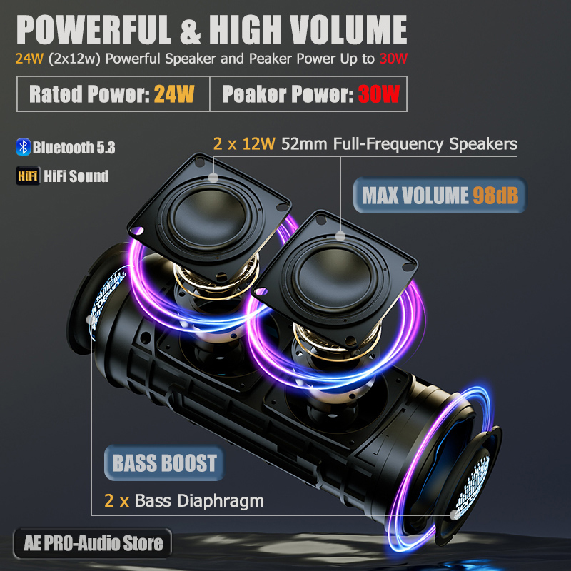 Speaker Bluetooth Portabel 30W - Portable Bluetooth Speaker Waterproof Ipx7 ulasan dan harga