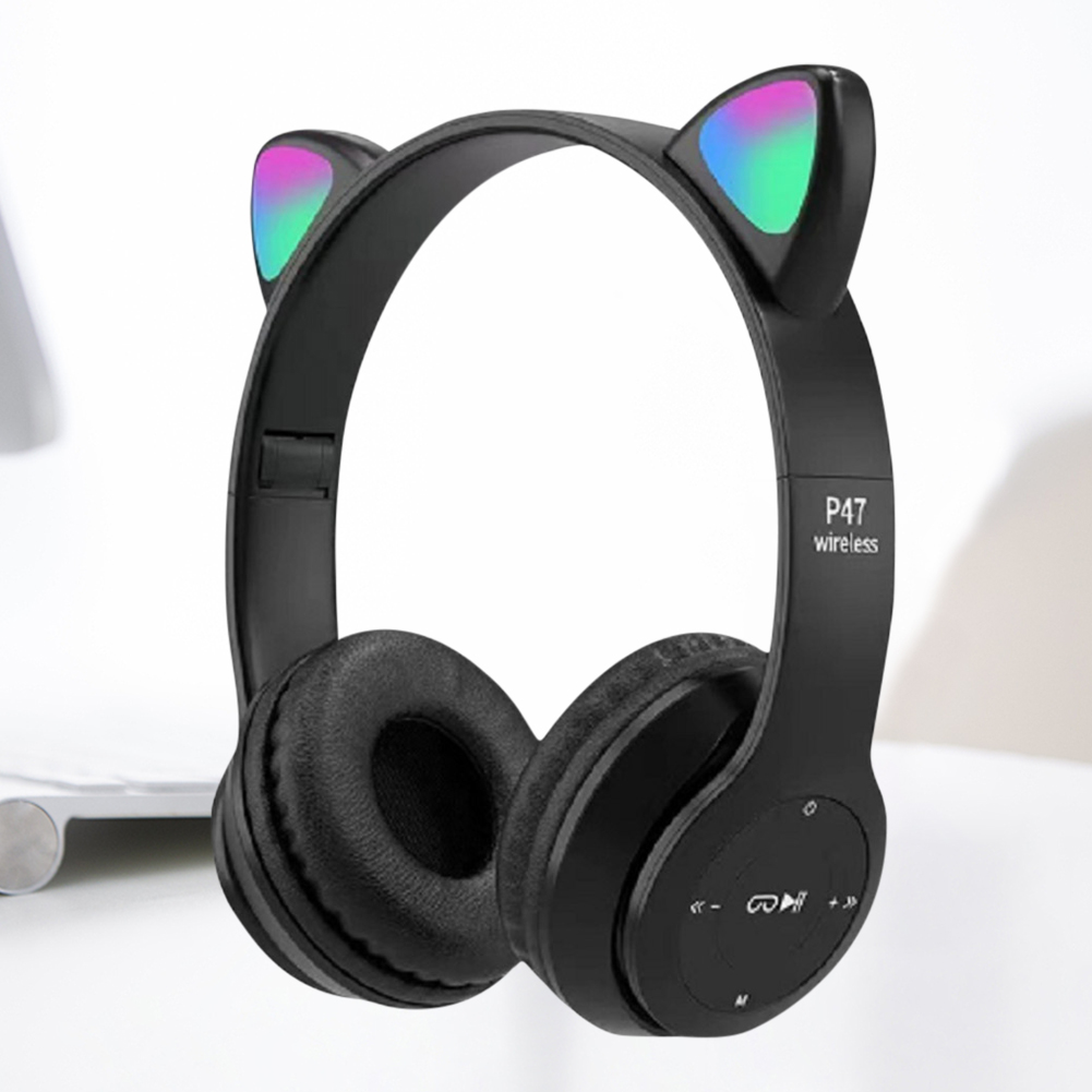 Headphone Nirkabel Telinga Kuc - Cat Ear Bluetooth Headset Led ulasan dan harga