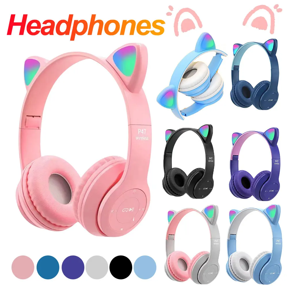 Headphone Bluetooth Nirkabel L - Cat Ear Bluetooth Headset Led ulasan dan harga