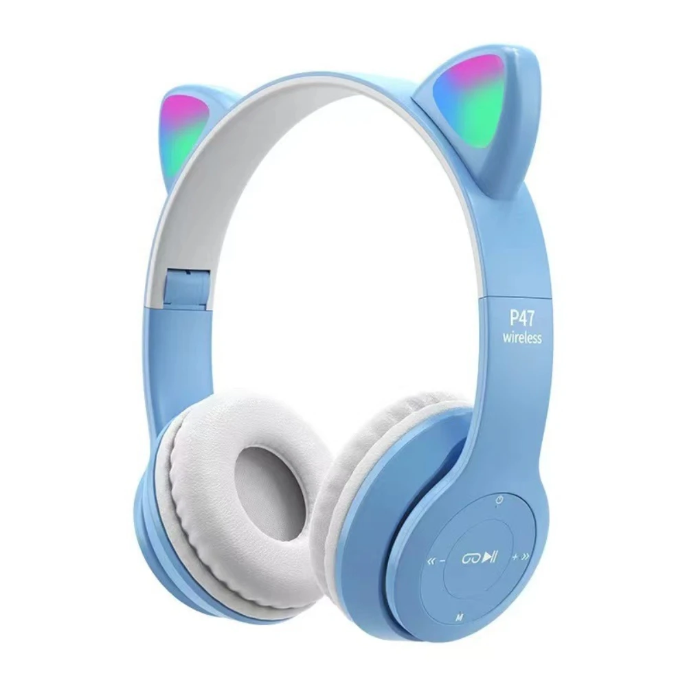 Headset Kompatibel Bluetooth T - Cat Ear Bluetooth Headset Led ulasan dan harga