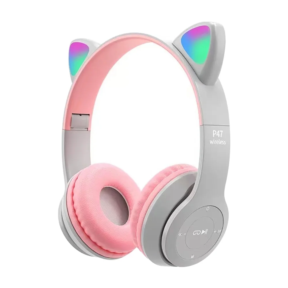 Headset Kompatibel Bluetooth T - Cat Ear Bluetooth Headset Led ulasan dan harga