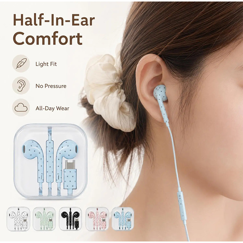 Earphone Tipe C Pola Bintang P - Type C Wired Earphones With Mic ulasan dan harga
