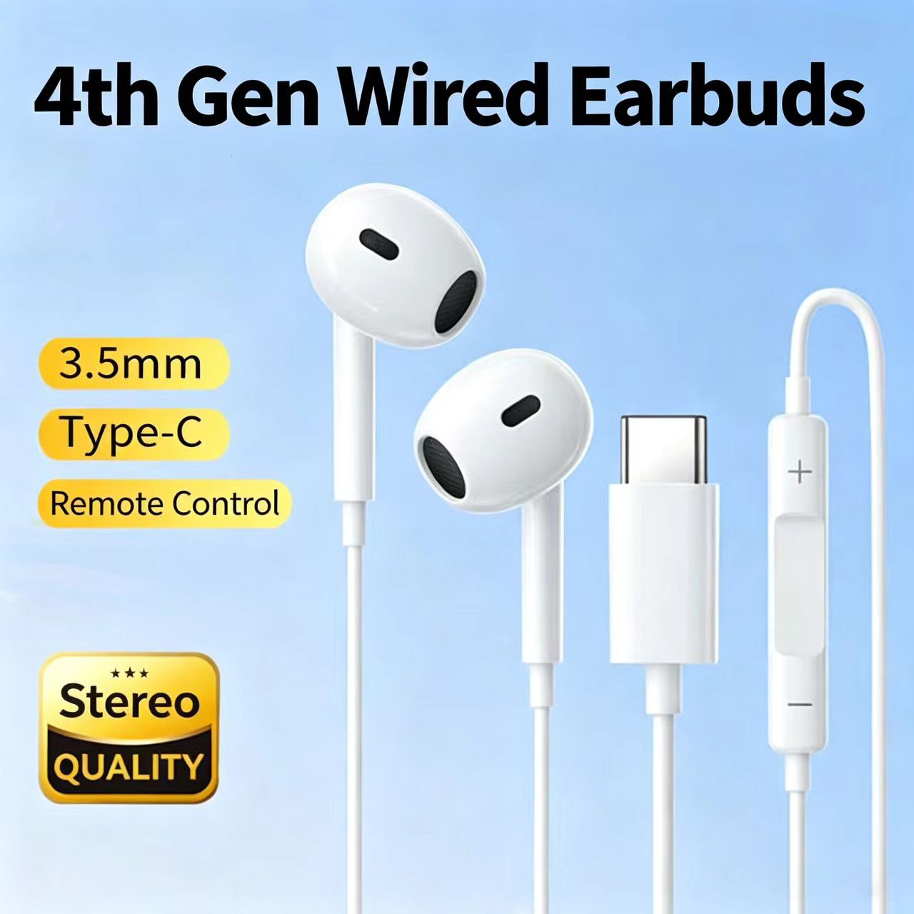Headphone Half-In-Ear Berkabel - Type C Wired Earphones With Mic ulasan dan harga