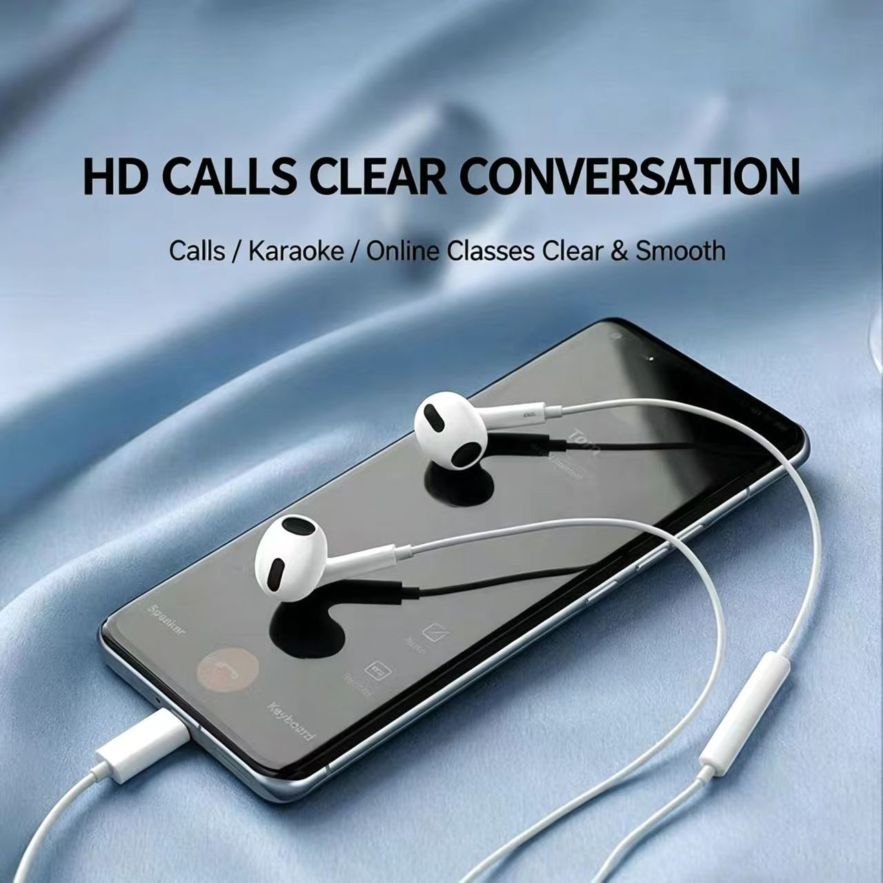 Headphone Half-In-Ear Berkabel - Type C Wired Earphones With Mic ulasan dan harga