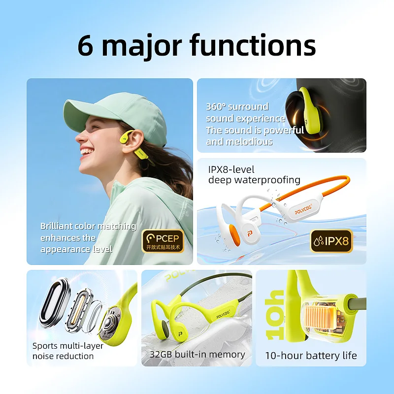 POLVCDG X9 Earphone Konduksi T - Bone Conduction Running Headphones ulasan dan harga