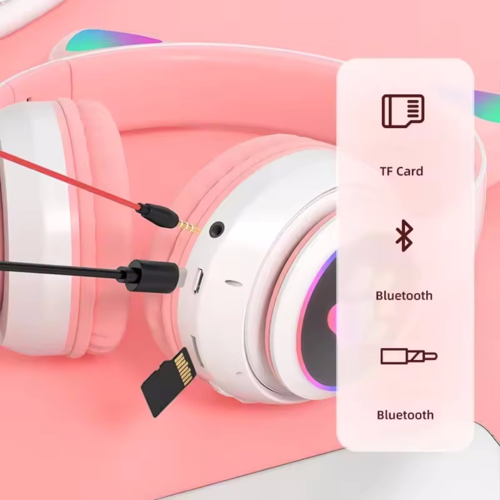 Headset Kompatibel dengan Blue - Cat Ear Bluetooth Headset Led ulasan dan harga