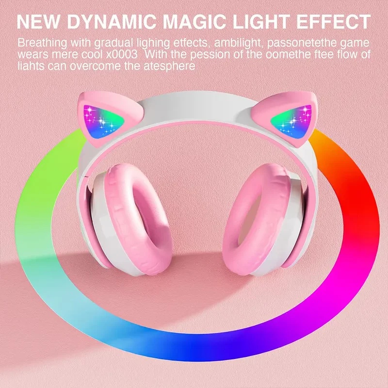 Headphone Bluetooth Nirkabel T - Cat Ear Bluetooth Headset Led ulasan dan harga