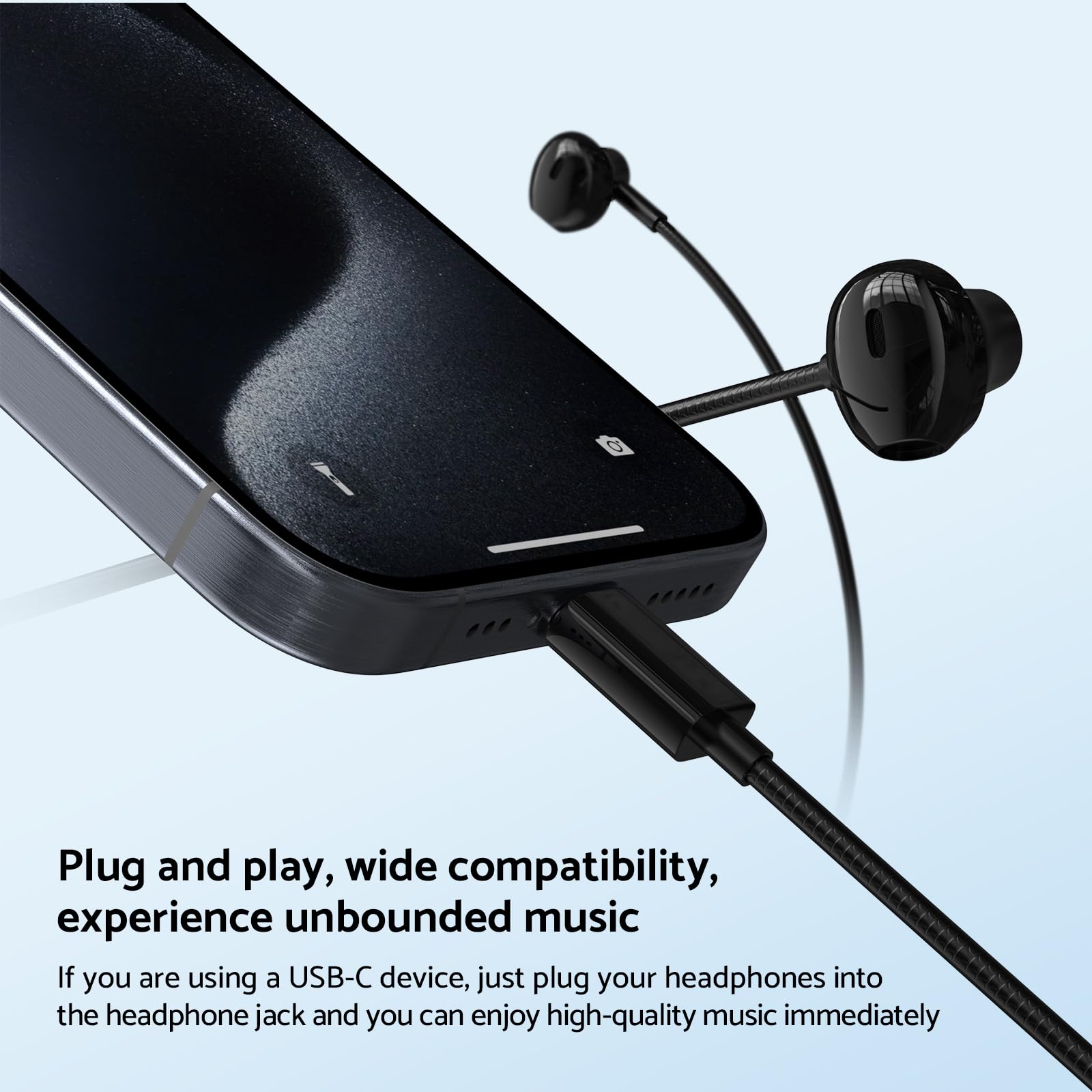 Earphone Wired Stereo HIFI Tip - Type C Wired Earphones With Mic ulasan dan harga