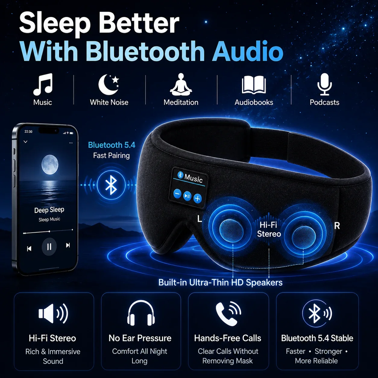 Headphone Tidur Nirkabel denga - Sleep Mask Headphones Bluetooth ulasan dan harga