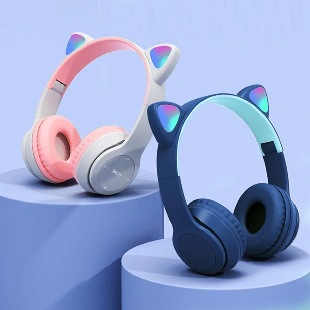 Headphone Nirkabel Telinga Kuc - Cat Ear Bluetooth Headset Led ulasan dan harga