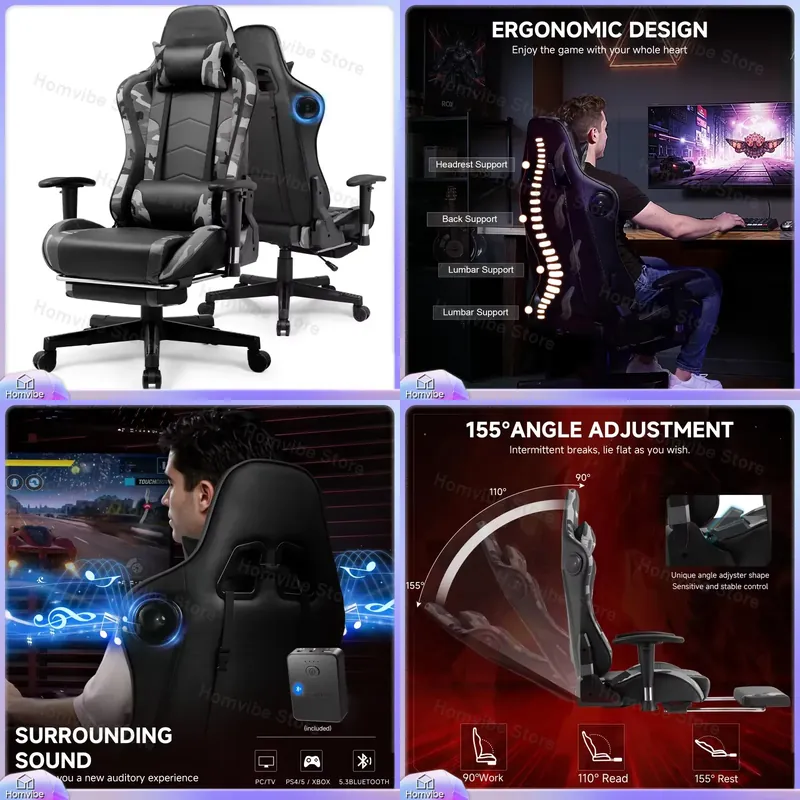 Kursi Gaming Ergonomis dengan  - Speakers ulasan dan harga