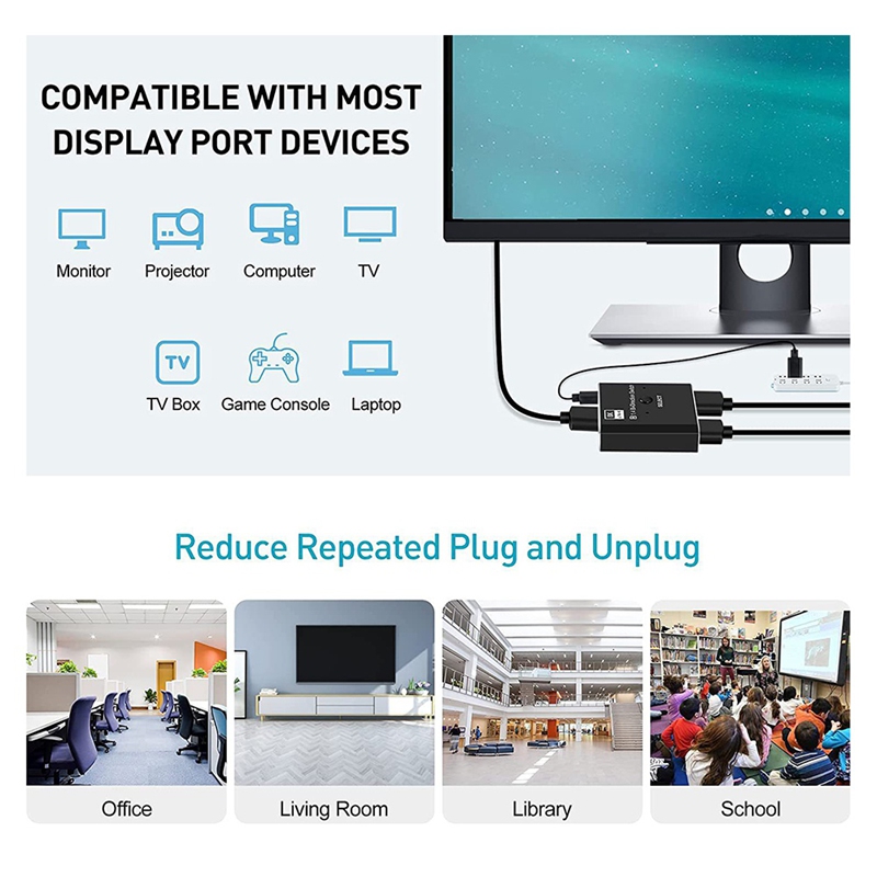 Sakelar DisplayPort 8K 2 in 1  - Laptops ulasan dan harga