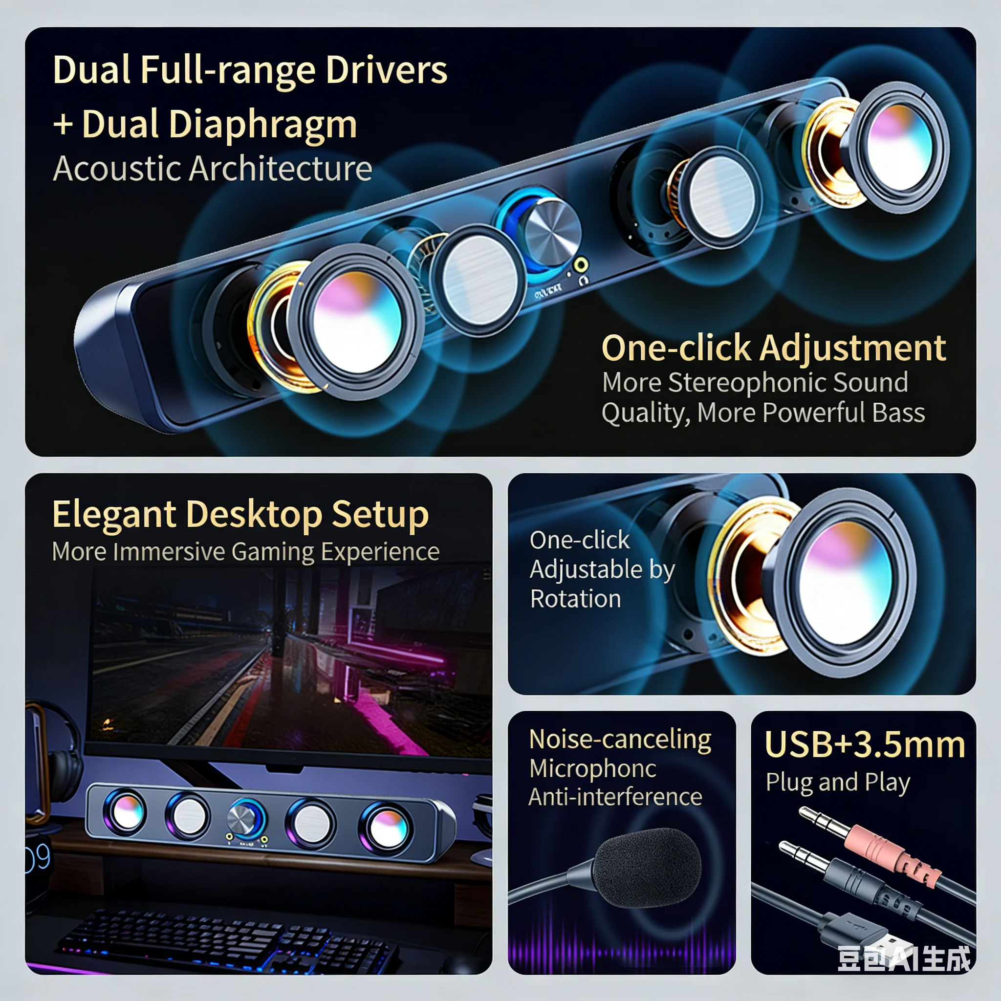Sistem Speaker Home Theater So - Rgb Computer Soundbar For Pc ulasan dan harga