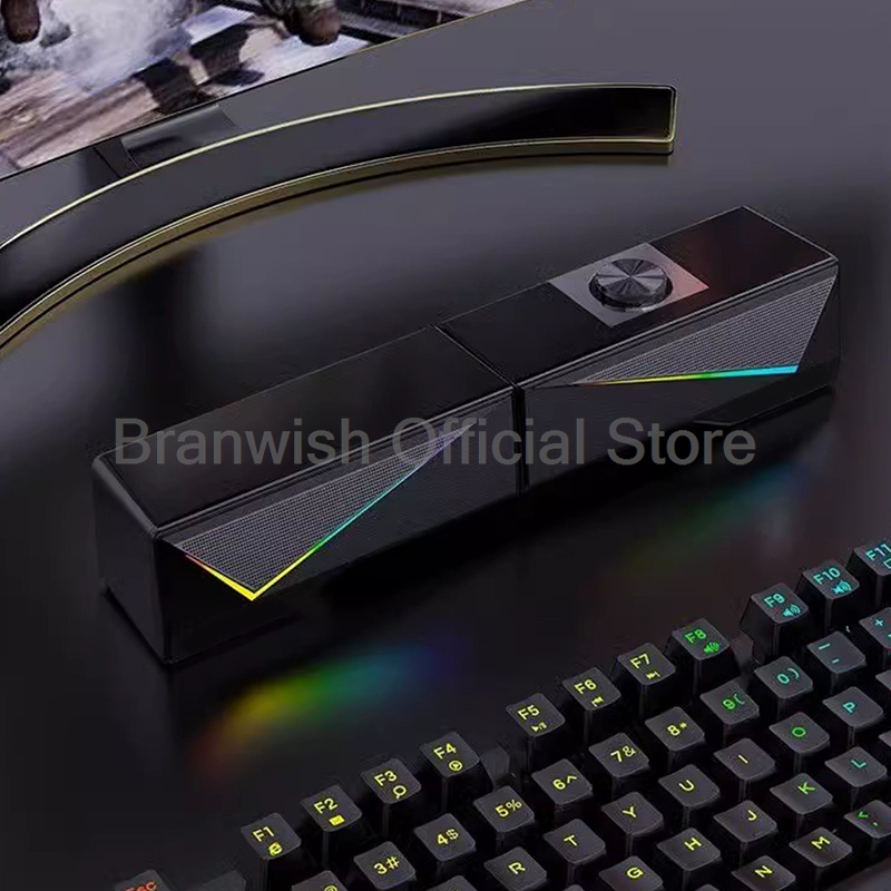 Soundbar Gaming RGB dengan Spe - Rgb Computer Soundbar For Pc ulasan dan harga