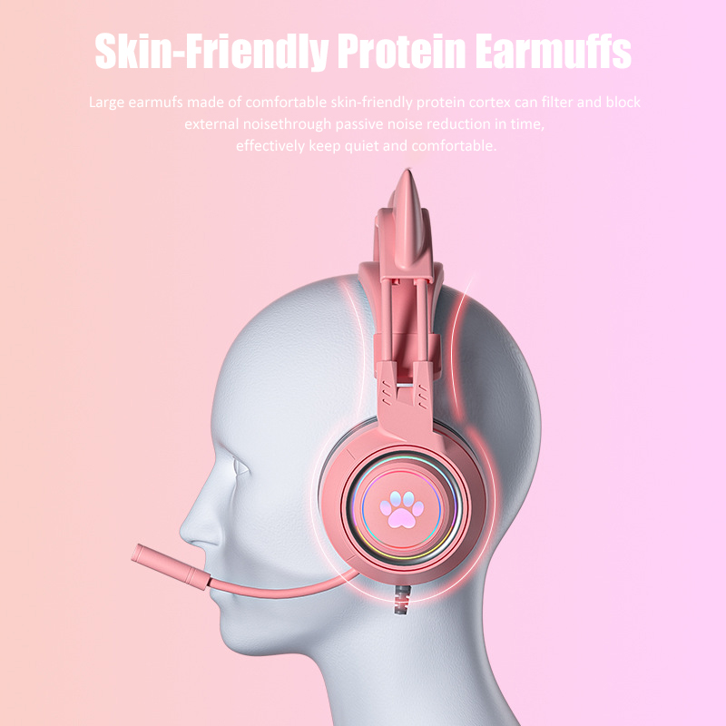 Headphone game telinga kucing  - Gaming Headset With Mic Rgb ulasan dan harga
