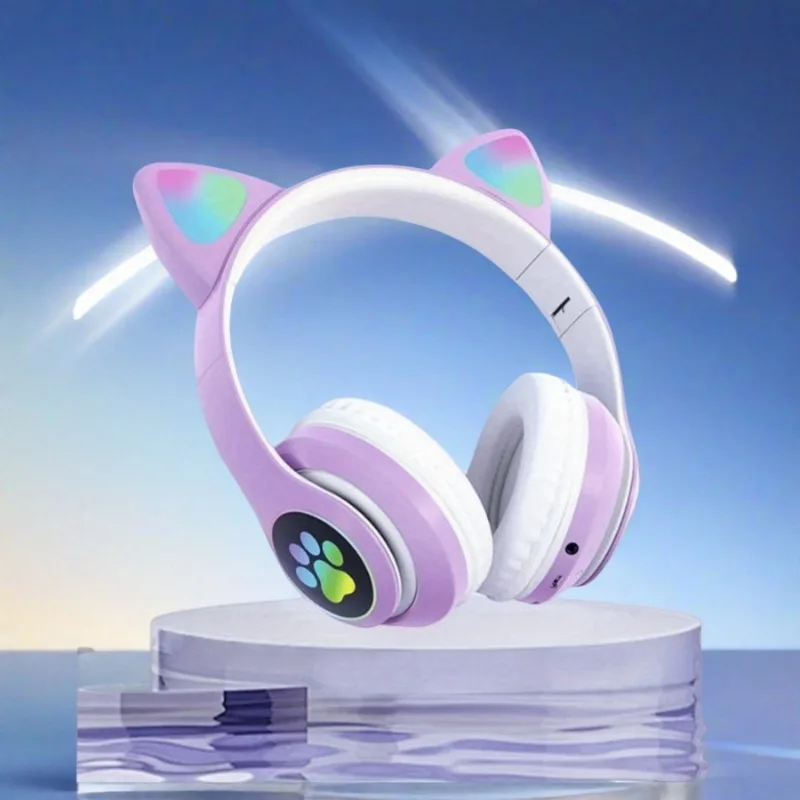 Headphone Nirkabel Telinga Kuc - Cat Ear Bluetooth Headset Led ulasan dan harga