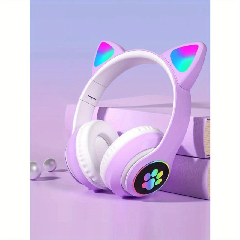 Headphone Nirkabel Telinga Kuc - Cat Ear Bluetooth Headset Led ulasan dan harga