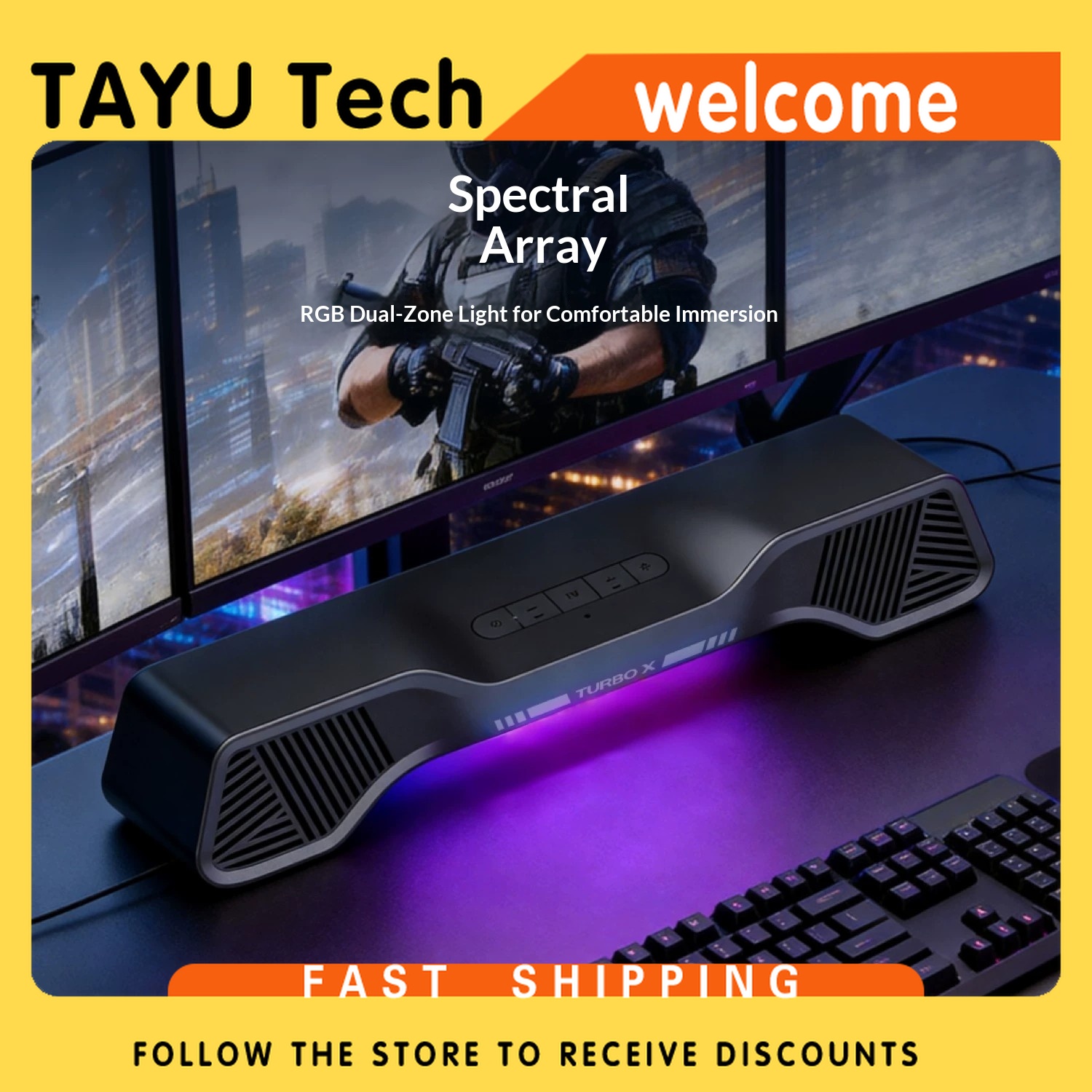 Speaker Gaming Hurricane Turbo - Rgb Computer Soundbar For Pc ulasan dan harga