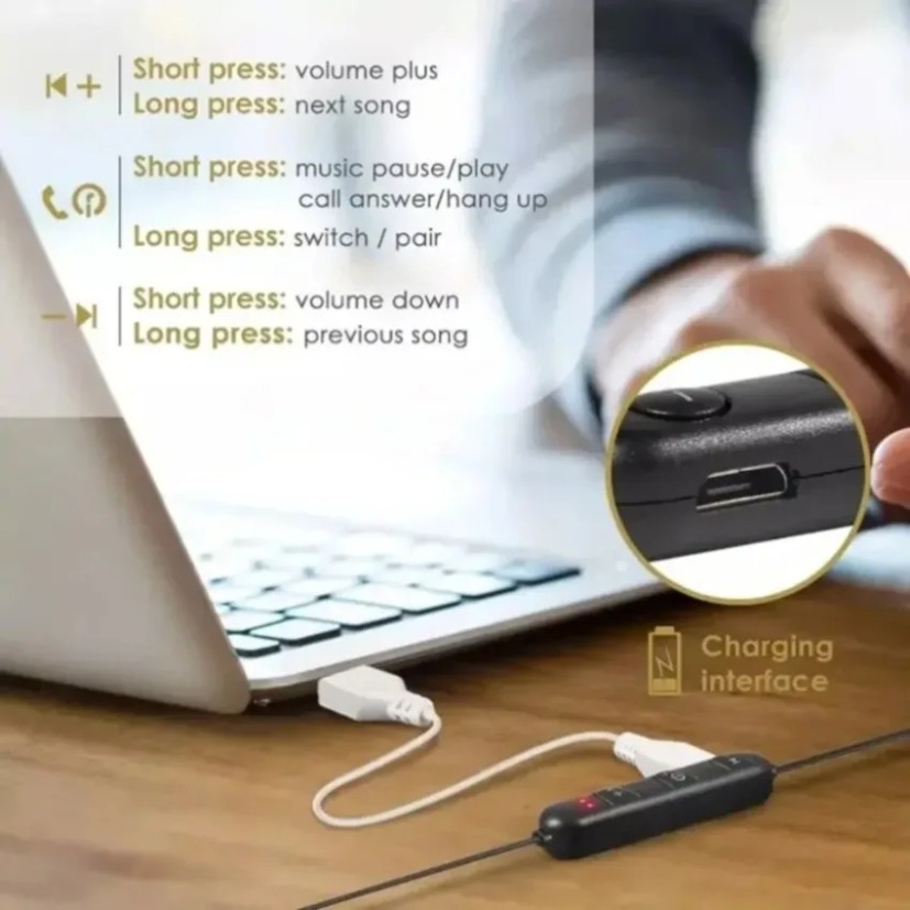 Earphone Bluetooth Neckband In - Magnetic Neckband Sports Earphones ulasan dan harga
