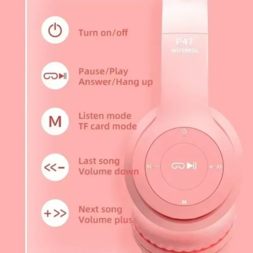 Earphone Bluetooth Nirkabel Ga - Cat Ear Bluetooth Headset Led ulasan dan harga